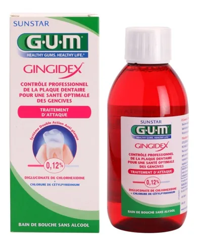 Gum Sunstar Gingidex 0,12% Mouthrinse 0% Alcohol (Płyn do płukania jamy ustnej przeciw płytce nazębnej i dla zdrowych dziąseł bez alkoholu)