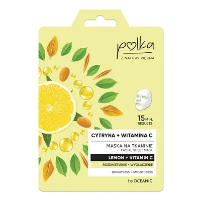 Polka Maska na tkaninie `Cytryna + witamina C`