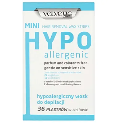 Coloris Velvetic, Hypo Allergic Mini Hair Removal Wax Strips (Hypoalergiczny wosk do depilacji w plastrach)