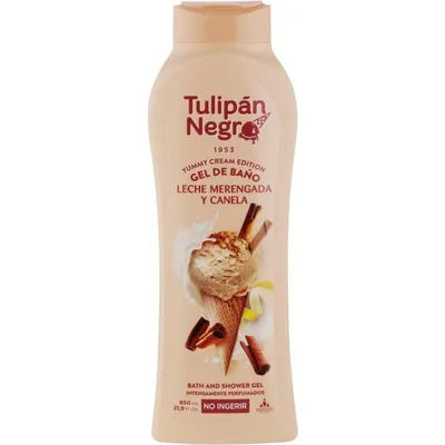 Tulipan Negro Yummy Cream Edition, Milk Meringue & Cinnamon, Bath and Shower Gel (Mleczna beza i cynamon, Jogurtowy żel pod prysznic i płyn do kąpieli)