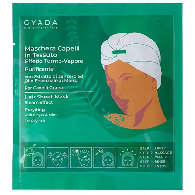 Gyada Maschera Capelli In Tessuto Effetto Termo-Vapore - Purificante E Antiforfora [Puryifing Hair Sheet Mask] (Oczyszczająco-przeciwłupieżowa kuracja w płachcie do włosów)