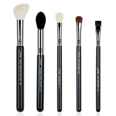 Jessup Black/Silver Brush Set T124 (Zestaw 5 pędzli do makijażu)