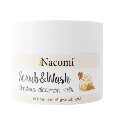 Nacomi Christmas Cinnamon Rolls, Scrub & Wash (Pianka peelingująco-myjąca o zapachu cynamonowych bułeczek)