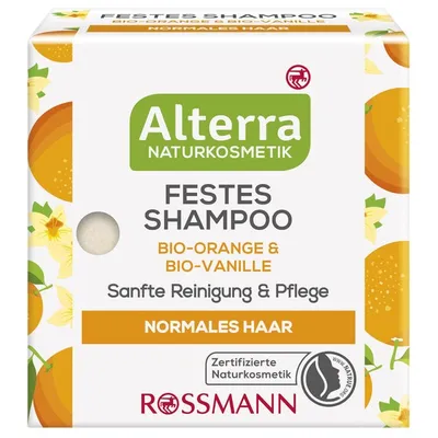 Alterra Festes Shampoo Bio-Orange & Bio - Vanille (Szampon w kostce do włosów normalnych `Pomarańcza i wanilia`)