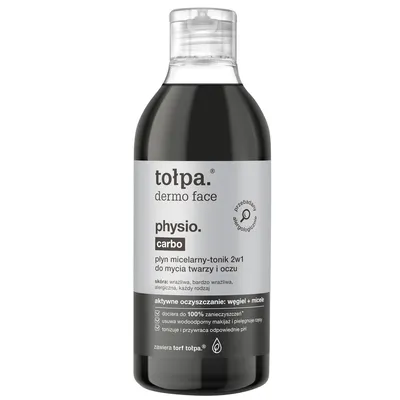 Tołpa Dermo Face, Physio Carbo, Płyn micelarny-tonik 2w1 do mycia twarzy i oczu