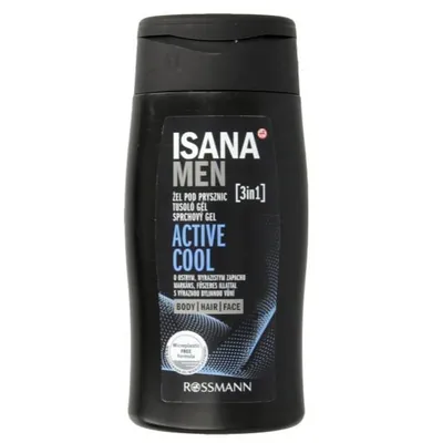 Isana Men, Active Cool Duschgel (Żel pod prysznic 3w1 o ostrym wyrazistym zapachu)