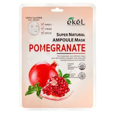 Ekel Pomegranate Super Natural Ampoule Mask Pack (Maseczka w płacie do twarzy z ekstraktem z granatu)