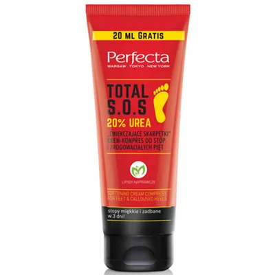 Perfecta Total S.O.S., Krem-Kompres do stóp i zrogowaciałych pięt 20% Urea `Zmiękczające skarpetki`