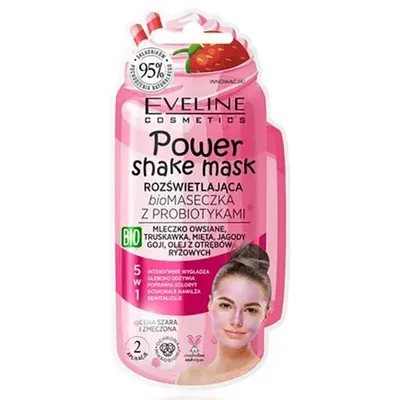 Eveline Cosmetics Power Shake Mask, Rozświetlająca bioMaseczka-peeling z probiotykami