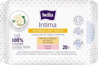 Bella Intima, Intimate Wet Wipes (Chusteczki do higieny intymnej)