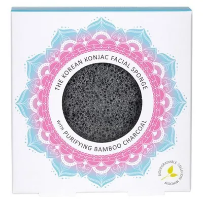 Konjac Sponge Company Mandala, The Korean Konjac Facial Spoge with Bamboo Charcoal (Gąbka Konjac do twarzy z czarnym węglem bambusowym do cery tłustej, trądzikowej i problematycznej)
