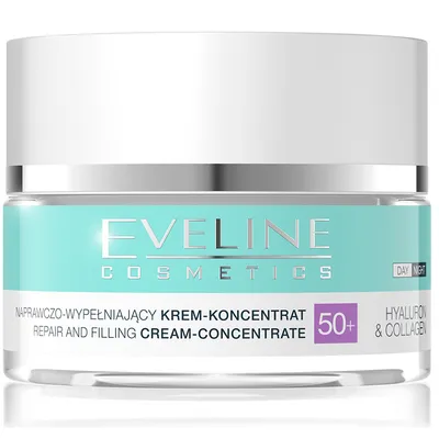 Eveline Cosmetics Hyaluron & Collagen, Naprawczo-wypełniający krem-koncentrat 50+