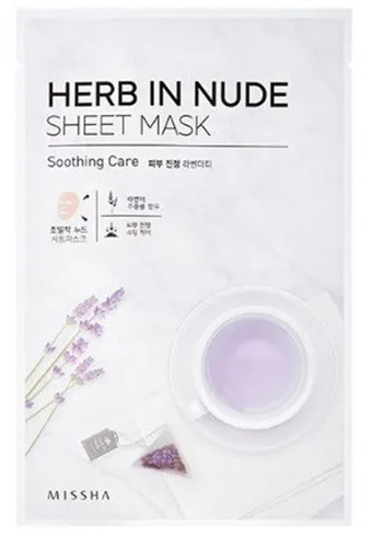 Missha Herb In Nude, Sheet Mask Soothing Care (Kojąca  maska bawełniana z kompleksem herbacianym)