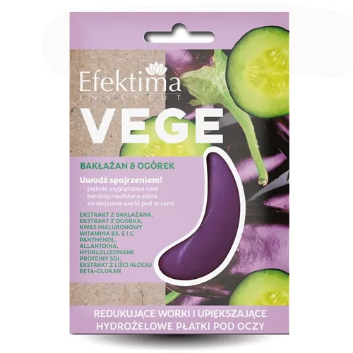 Efektima Vege, Hydrożelowe płatki pod oczy redukujące opuchliznę i upiększające `Bakłażan i ogórek`