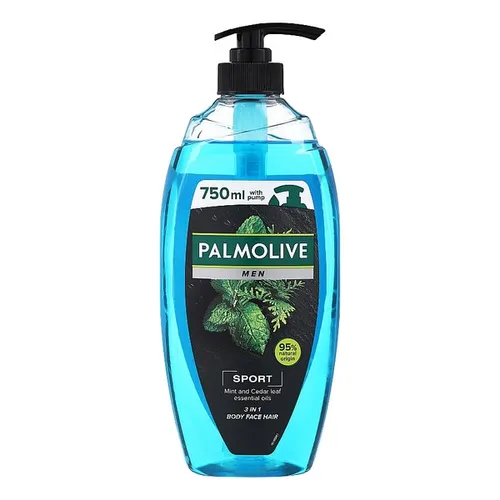 Palmolive Men, Sport, Mint and Cedar Leaf Essential Oils 3 in 1 Body Face Hair Wash (Żel pod prysznic 3 w 1) - 2