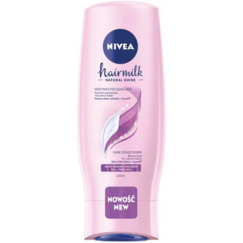 Nivea HairMilk Natural Shine, Odżywka pielęgnująca z proteinami mleka i jedwabiu do włosów matowych i zmęczonych