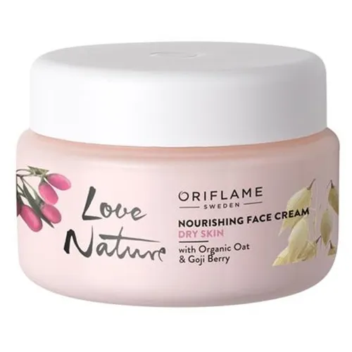 Oriflame Love Nature, Nourishing Face Cream with Organic Oat & Goji Berry (Odżywczy krem do twarzy z organicznym owsem i jagodami goji)