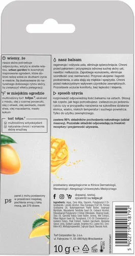 Tołpa Urban Garden, Regenerujący balsam do ust `Mango` - 2