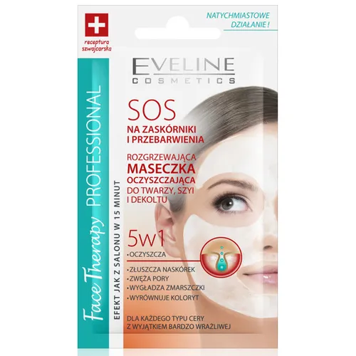 Eveline Cosmetics Face Therapy Professional, Rozgrzewająca maseczka oczyszczająca do twarzy szyi i dekoltu 5w1