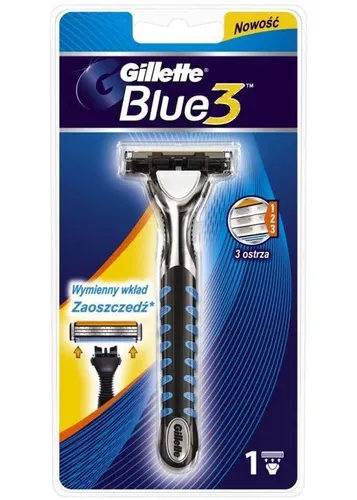 Gillette Blue 3, Systemowa maszynka do golenia dla mężczyzn z wymiennymi wkładami - 1