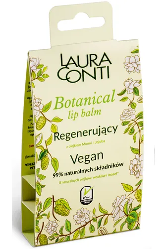 Laura Conti Botanical Lip Balm, Regenerujący z olejkiem monoi i jojoba - 1