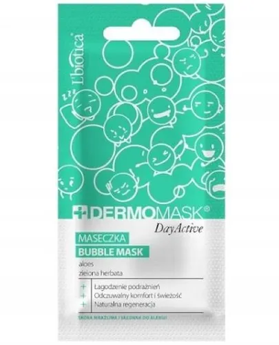 L'biotica Dermomask Day Active Bubble Mask, Maseczka bąbelkowa z aloesem i zieloną herbatą