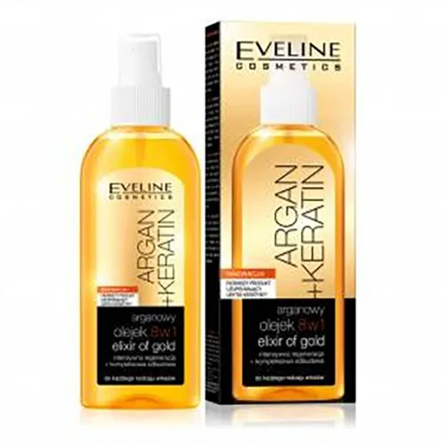 Eveline Cosmetics Argan + Keratin, Arganowy olejek do włosów 8 w 1