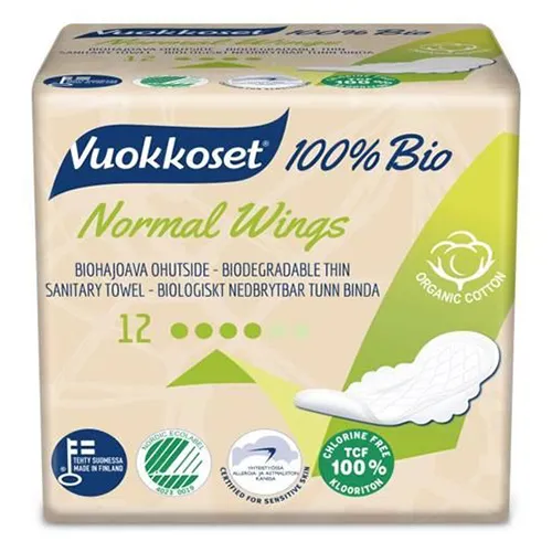 Vuokkoset 100% Bio Normal Wings, Podpaski ze skrzydełkami