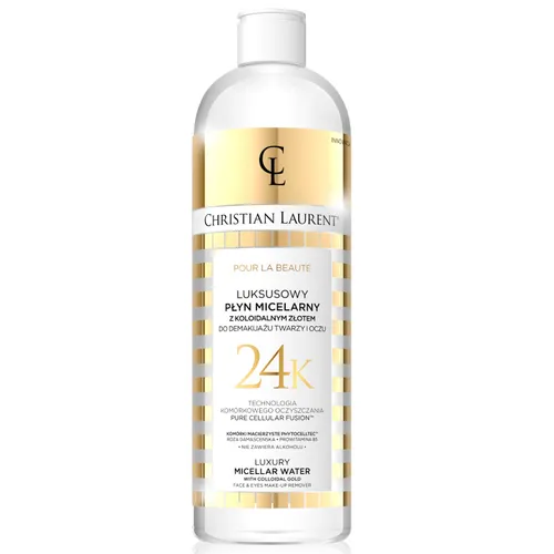 Christian Laurent Pour La Beaute, Luksusowy płyn micelarny z koloidalnym złotem do demakijażu twarzy i oczu 24k