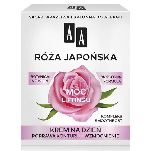 AA Moc Roślin, Róża Japońska, Krem na dzień do cery wrażliwej i skłonnej do alergii`Poprawa konturu + wzmocnienie`