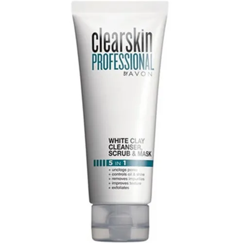 Avon Clearskin Professional, White Clay Cleanser, Scrub and Mask 3 in 1 (Żel, peeling, maska z białą glinką i kwasami)