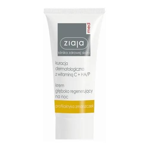 Ziaja Med, Kuracja Dermatologiczna z Witaminą C + HA/P, Krem głęboko regenerujący na noc