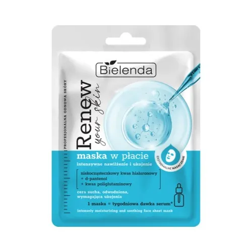 Bielenda Renew Your Skin, Intensywne nawilżenie i ukojenie, Maska w płacie