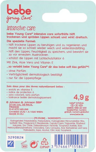 Bebe (Young Care) Soforthilfe Lippenpflege (Pielęgnacyjna pomadka ochronna `Intensywna Pielegnacja`) - 3