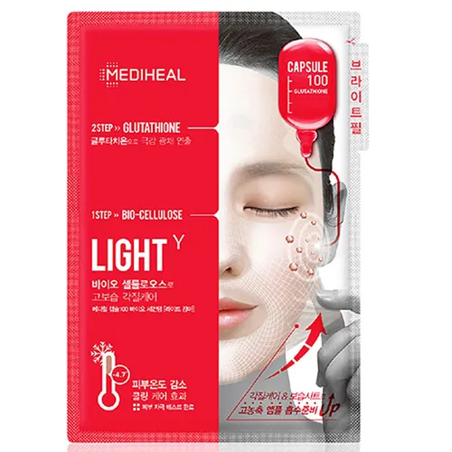 Mediheal Capsule 100 Glutathione, Light 2-step Mask (Wzmacniająca maska 2-etapowa z glutationem)