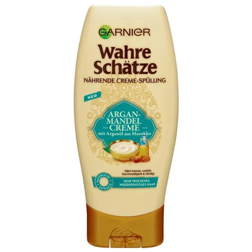 Garnier Wahre Schätze, Argan-Mandel Creme nährende Creme-Spülung (Odżywka do włosów `Krem migdałowy i olejek argonowy`)