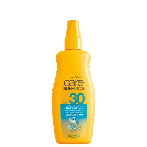 Avon Care, Sun + Kids, Turquoise Kids Sun Spray Water Resistant (Kolorowe wodoodporne mleczko ochronne w sprayu dla dzieci [Spray ochronny dla dzieci SPF30]) - 1