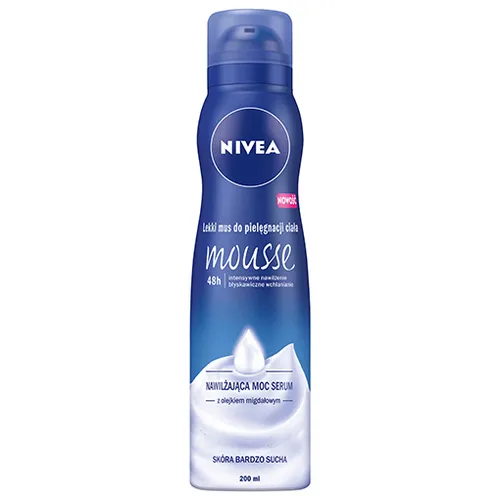 Nivea Mousse, Nawilżająca moc serum z olejkiem migdałowym, Lekki mus do pielęgnacji ciała odżywczy do skóry bardzo suchej