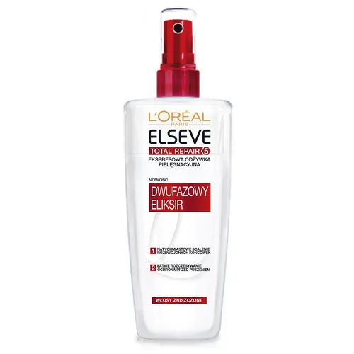L'Oreal Paris Elseve, Total Repair 5, Dwufazowy eliksir (Ekspresowa odżywka pielęgnacyjna)