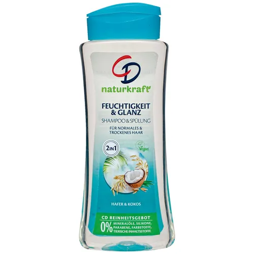 CD Naturkraft Feuchtigkeit & Glanz 2 in 1 Shampoo & Spülung (Nawilżający szampon z odżywką 2 w 1 `Owies i kokos`)
