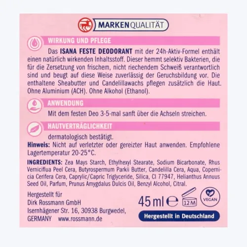Isana Festes Deodorant (Dezodorant w kostce) - 2