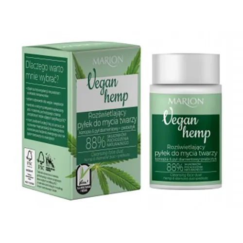 Marion VeganHemp, Rozświetlający pyłek do mycia twarzy  `Konopia & pył diamentowy +prebiotyk`