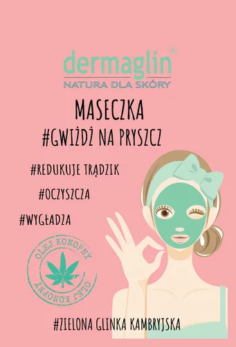 Dermaglin Maseczka # Gwiżdż na pryszcz `Zielona glinka kambryjska + olej konopny + olej kokosowy `