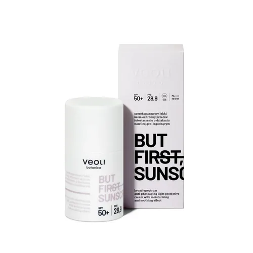 Veoli Botanica But First, Sunscreen SPF 50+ (Lekki krem ochronny nawilżająco-łagodzący)
