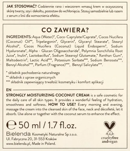 Bielenda Coconut Milk, Silnie nawilżający krem kokosowy - 4