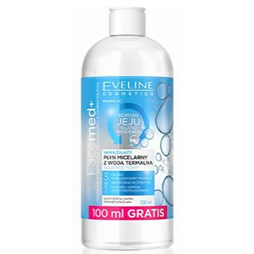 Eveline Cosmetics Facemed +, Nawilżający płyn micelarny z wodą termalną Jeju 3 w 1