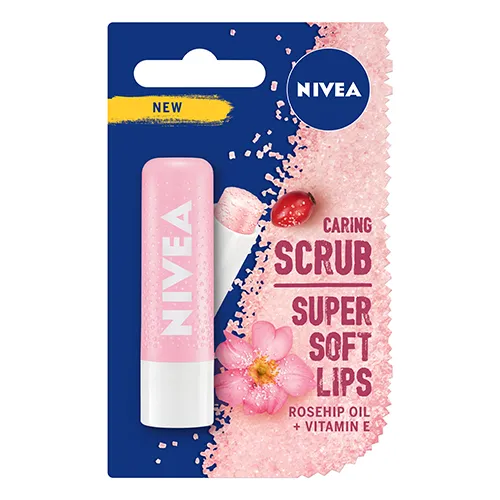 Nivea Caring Scrub Rosehip Oil + Vitamin E (Pielęgnujący peeling do ust `Dzika róża`)