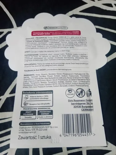 Isana Maska w płachcie `Za troskę i miłość dziękuję, Mamo` - 2