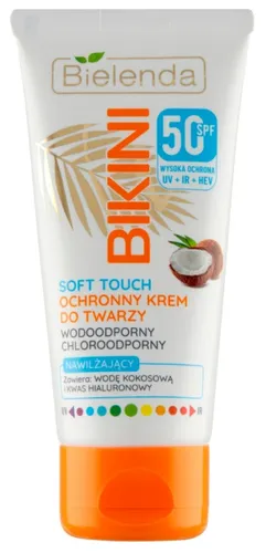 Bielenda Bikini, Ochronny krem do twarzy wodoodporny i chloroodporny SPF 50 `Soft Touch`