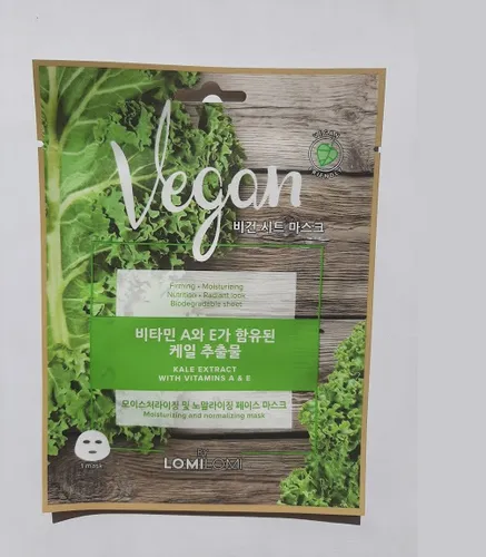 Lomi Lomi Vegan Sheet Mask with Kale Extract and Vitamins A and E (Wegańska maseczka w płachcie z ekstraktem z jarmużu i witaminami A i E)